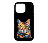 Bengale Géométrique Pop Art Gros Plan Portrait Chaton Visage Coque pour iPhone 16 Pro