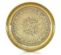 BENGALEN Assiette Pooja en laiton 20,3 cm Pure Pital Puja Arti Thali Pooja Thali Ensemble traditionnel fabriqué à la main pour Puja Ghar Maison Bureau Mandir Mariage Retour Diwali Articles cadeaux