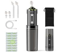 Benhip Système d'irrigation nasale électrique pour sinus, rinçage et lavage des sinus, sans fil, pliable, décongestionnant, soulagement IPX7, étanche avec 60 paquets salins, remède contre le