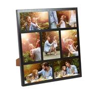 Benhurb Cadres photo familiaux pour décoration murale et table, ensemble de cadres photo de collage pour sept photos de 10 x 15 cm, Noir, 38 cm x 33 cm, 1288 cm²