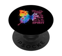 Béni par Dieu aimé par Jésus Conduit par Le Papillon Spirituel PopSockets PopGrip Adhésif