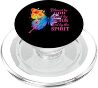 Béni par Dieu aimé par Jésus Conduit par Le Papillon Spirituel PopSockets PopGrip pour MagSafe