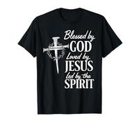 Béni par Dieu aimé par Jésus Croix chrétienne T-Shirt