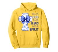 Béni par Dieu Aimé par Jésus, Croix en Toile Bleue Christian Sweat à Capuche