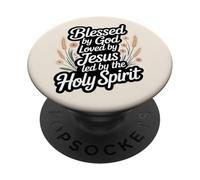 Béni par Dieu aimé par Jésus dirigé par Le Saint-Esprit PopSockets PopGrip Adhésif
