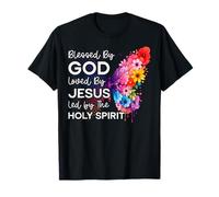 Béni par Dieu Aimé par Jésus Saint-Esprit Christ Papillon T-Shirt