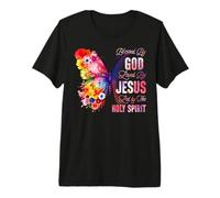 Béni par Dieu Aimé par Jésus Saint-Esprit Christ Papillon T-Shirt Haut de Gamme
