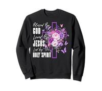 Béni par Dieu Aimé par Jésus Saint Esprit Croix chrétienne Sweatshirt