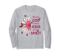 Béni par Dieu - Aimé par Jésus, Tournesol Rose et Papillon Manche Longue