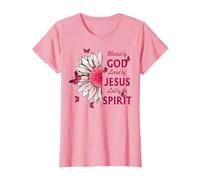 Béni par Dieu - Aimé par Jésus, Tournesol Rose et Papillon T-Shirt