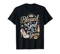 Béni par Dieu Depuis 35 Ans, Joyeux 35e Anniversaire T-Shirt