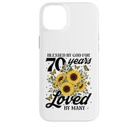 Béni par Dieu Depuis 70 Ans, Loved Sunflower 70e Anniversaire Coque pour iPhone 14 Plus