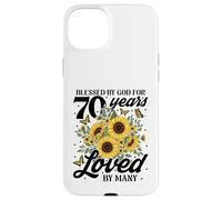 Béni par Dieu Depuis 70 Ans, Loved Sunflower 70e Anniversaire Coque pour iPhone 15 Plus