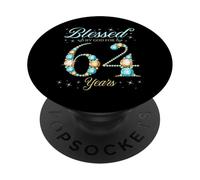 Béni par Dieu pour la fête du 64e Anniversaire des 64 Ans PopSockets PopGrip Adhésif