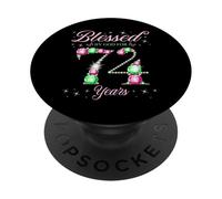 Béni par Dieu pour la fête du 74e Anniversaire de 74 Ans PopSockets PopGrip Adhésif