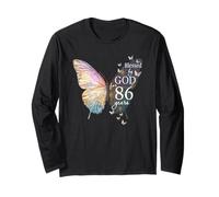 Béni par Dieu pour Ses 86 Ans, Butterfly Art 86e Anniversaire Manche Longue