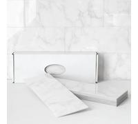 BeNice Carreaux muraux autocollants en marbre pour cuisine, salle de bain, métro, grande taille (16 carreaux, blanc carrare)