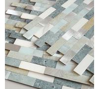 BeNice Lot de 10 autocollants pour carrelage de salle de bain, mur de cuisine, marbre - Imperméables (bleu et gris)
