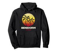Benidorm Espagne Retro Palm Sunset Tropical Beach Sweat à Capuche