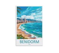 Benidorm - Impressions sur toile de peintures à thème voyages en Espagne pour salon, chambre à coucher, salle de bain, bureau - 30 x 45 cm