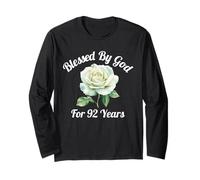 Bénie par Dieu Pendant 92 Ans, White Rose Flower 92e Anniversaire Manche Longue