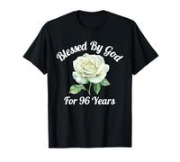 Bénie par Dieu pour 96 Ans, White Rose Flower 96e Anniversaire T-Shirt