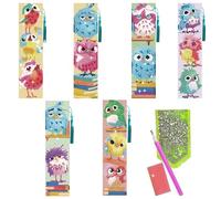 Benikmake Lot de 6 marque-pages colorés en forme d'oiseau avec pendentif en cristal et pompon pour les amateurs de lecture, débutants, artisans, 5 x 20 cm