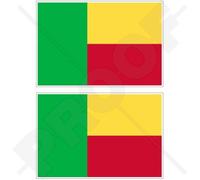 BÉNIN Drapeau Béninois, ex Dahomey AFRIQUE Afrique, 100mm Vinyle Autocollants, x2 Stickers