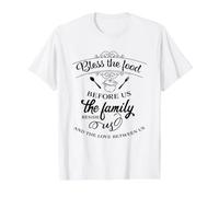 Bénis la Nourriture Qui Nous Attend, la Famille à nos côtés, Christian T-Shirt Graphique avec Valeur