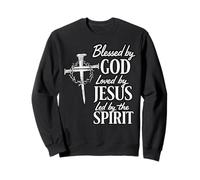 Bénis par Dieu - Aimé par Jésus Croix chrétienne Sweatshirt