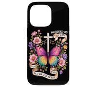 Bénis par Dieu Conduit par l'esprit Papillon Chrétien Art Coque pour iPhone 13 Pro