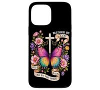 Bénis par Dieu Conduit par l'esprit Papillon Chrétien Art Coque pour iPhone 13 Pro Max