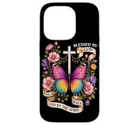 Bénis par Dieu Conduit par l'esprit Papillon Chrétien Art Coque pour iPhone 14 Pro