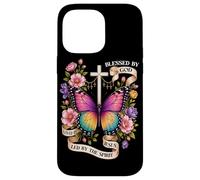 Bénis par Dieu Conduit par l'esprit Papillon Chrétien Art Coque pour iPhone 14 Pro Max