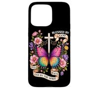 Bénis par Dieu Conduit par l'esprit Papillon Chrétien Art Coque pour iPhone 15 Pro Max