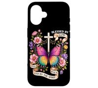 Bénis par Dieu Conduit par l'esprit Papillon Chrétien Art Coque pour iPhone 16