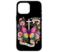 Bénis par Dieu Conduit par l'esprit Papillon Chrétien Art Coque pour iPhone 16 Pro Max