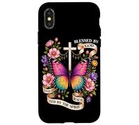 Bénis par Dieu Conduit par l'esprit Papillon Chrétien Art Coque pour iPhone X/XS