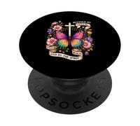 Bénis par Dieu Conduit par l'esprit Papillon Chrétien Art PopSockets PopGrip Adhésif