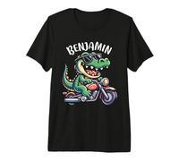 Benjamin Alligator Motif Moto pour garçon Nom Benjamin T-Shirt Haut de Gamme