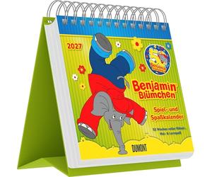 Benjamin Blümchen Spiel- und Spaßkalender 2027: Tischkalender 17x16 cm mit 53 Aktivitäten zum Basteln, Rätseln und Malen