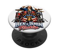 Benjamin Franklin Drummer Patriotic Rock Legend Design! PopSockets PopGrip Adhésif