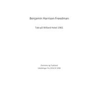 Benjamin Harrison Freedman Tale på Willard Hotel 1961: Zionisme og Tyskland Udviklinger fra 1916 til 1938