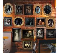 Benjia 15 Cadres Photo Halloween Gothique Hantée Horreur, Imperméable, Avec 80 Pièces Autocollants, Interieur Décoration Photo Effrayante Pour Château Familial Hanté, Fête De La Mascarade