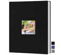 Benjia Album photo à pochettes A4 - Format portrait - 50 pages - Couverture en lin - Pour 50 photos A4 - Noir