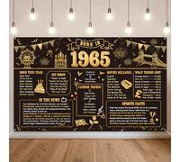 Benjia Bannière décorative pour 60e anniversaire pour homme et femme Born in 1965 - Toile de fond « Happy 60 Years Old Birthday » - Bannières noires et dorées - Cadeau d'anniversaire - Fournitures de