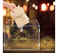 Benjia Boîte à cartes de mariage en acrylique,Boîte à cartes de mariage,Vintage,Grande boîte aux lettres, Avec serrure,Fente,Reception, mariage, anniversaire, anniversaire de mariage