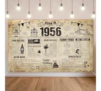 Benjia Décoration de Bannière d'Anniversaire 70e pour Homme Femme Né en 1956 UK Arrière-plan Joyeux 70 Ans Anniversaire Fond de Fête Rétro Affiche Cadeau d'Anniversaire Décoration de la Maison