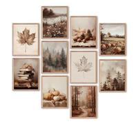 Benjia Lot de 10 Affiches Automne 20x25 cm - Poster Mural Rétro Rustique, Décoration Murale Paysage pour Salon Chambre, Papier Cartonné 300g Haute Qualité (sans cadre)