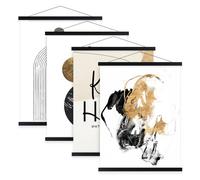 Benjia Lot de 4 rails d'affichage magnétiques, cadre d'affiche magnétique B2 50x70 rail d'affiche en bois support d'affiche pour impressions œuvres d'art (50cm, Noir, 4 paquets)